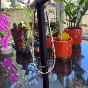 Set of 2 Black and White Beaded Necklaces